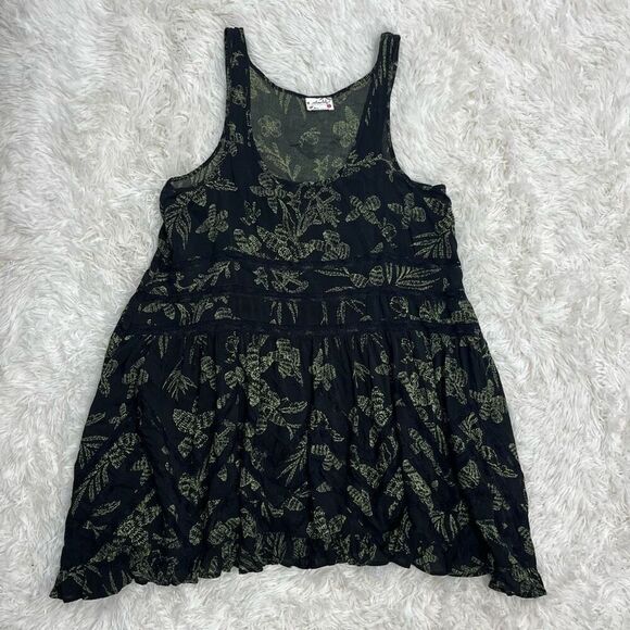Intimately Free People Voile & Lace Trapeze Dress Rare Green Floral Print Sz Sm - Picture 12 of 16